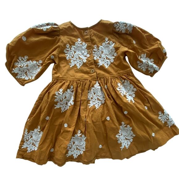 Pink Chicken Girls Brooke Dress - Inca Gold W/ Embroidery Size 5 - Picture 4 of 7